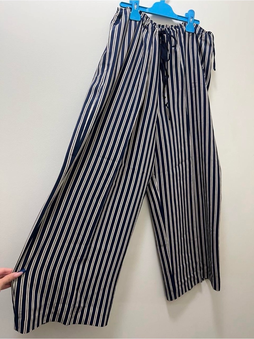 Ralph Lauren Navy and White Vertical-Stripe Drawstring Chinos